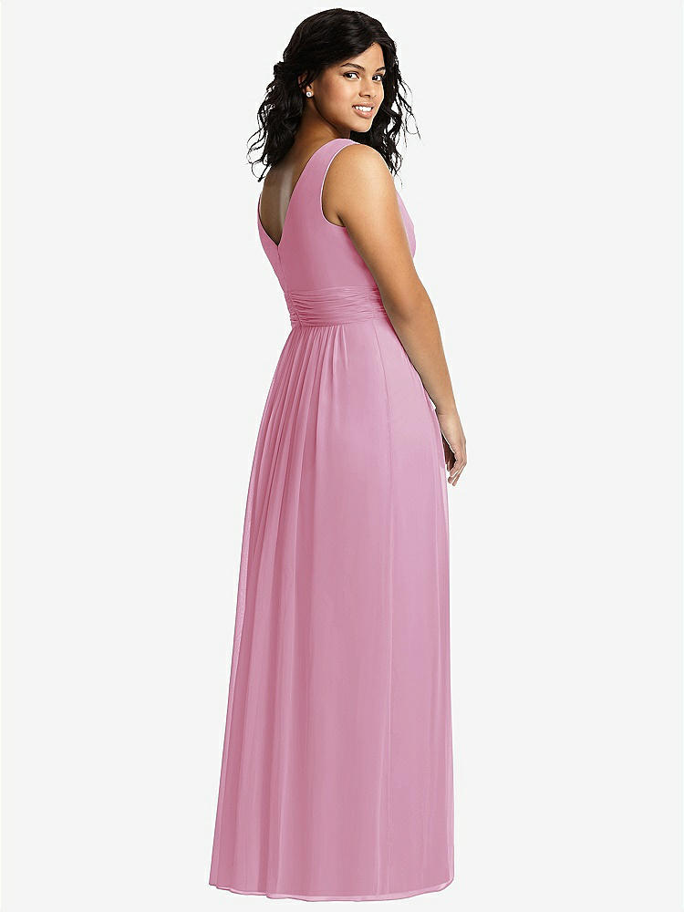 【STYLE: 2894】Sleeveless Draped Chiffon Maxi Dress with Front Slit【COLOR: Powder Pink】