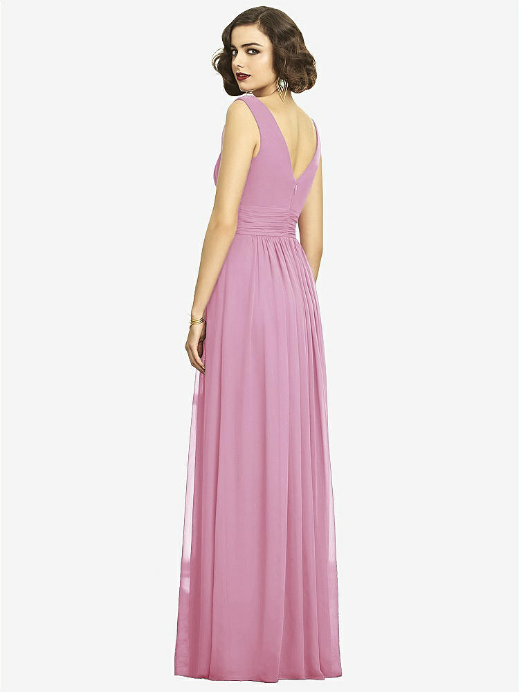 【STYLE: 2894】Sleeveless Draped Chiffon Maxi Dress with Front Slit【COLOR: Powder Pink】