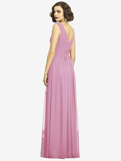 【STYLE: 2894】Sleeveless Draped Chiffon Maxi Dress with Front Slit【COLOR: Powder Pink】