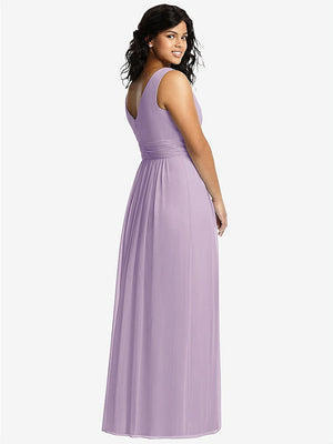 【NEW】【STYLE: 2894】ノースリーブ ドレープ シフォン マキシ ドレス 前面 スリット【COLOR: Pale Purple】【SIZE: 00-30W】