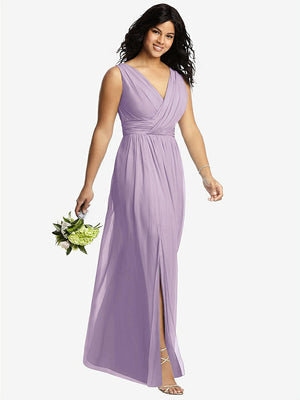 【NEW】【STYLE: 2894】ノースリーブ ドレープ シフォン マキシ ドレス 前面 スリット【COLOR: Pale Purple】【SIZE: 00-30W】