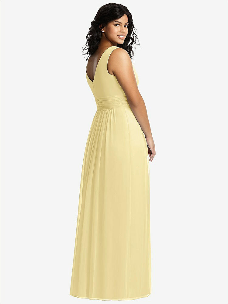 【STYLE: 2894】Sleeveless Draped Chiffon Maxi Dress with Front Slit【COLOR: Pale Yellow】
