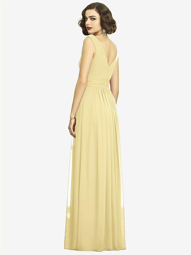 【STYLE: 2894】Sleeveless Draped Chiffon Maxi Dress with Front Slit【COLOR: Pale Yellow】