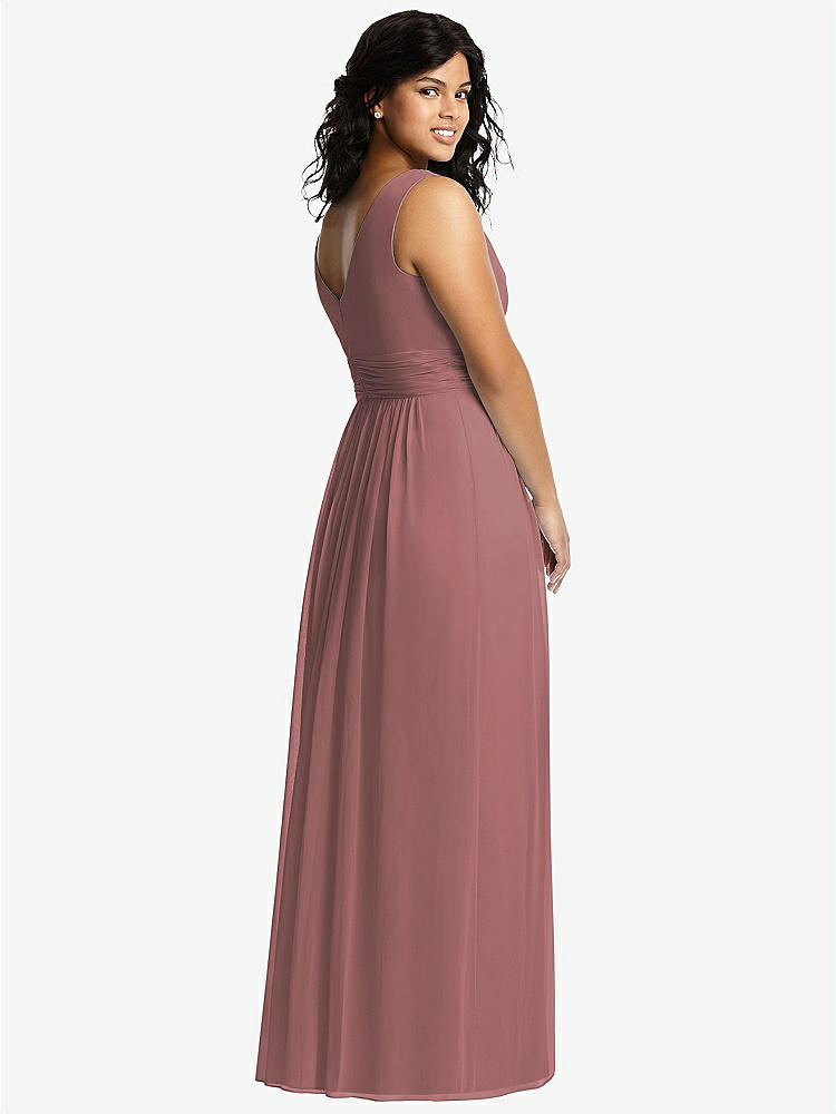 【STYLE: 2894】Sleeveless Draped Chiffon Maxi Dress with Front Slit【COLOR: Rosewood】