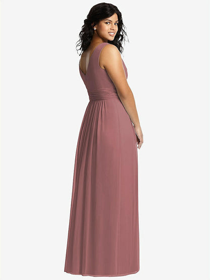 【STYLE: 2894】Sleeveless Draped Chiffon Maxi Dress with Front Slit【COLOR: Rosewood】