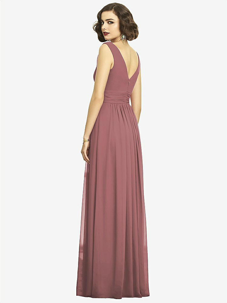 【STYLE: 2894】Sleeveless Draped Chiffon Maxi Dress with Front Slit【COLOR: Rosewood】