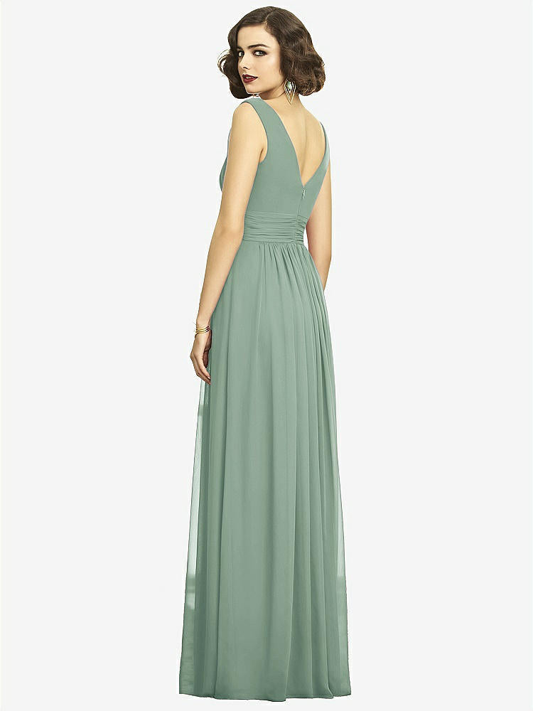 【STYLE: 2894】Sleeveless Draped Chiffon Maxi Dress with Front Slit【COLOR: Seagrass】