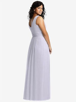 【STYLE: 2894】Sleeveless Draped Chiffon Maxi Dress with Front Slit【COLOR: Silver Dove】