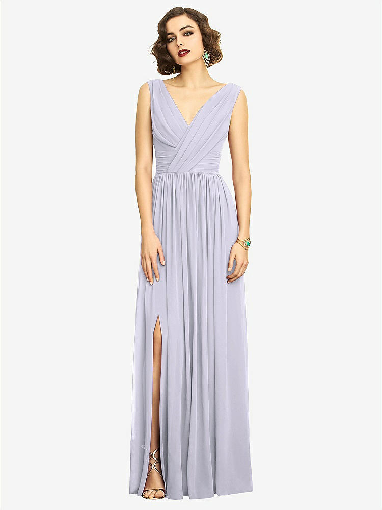 【STYLE: 2894】Sleeveless Draped Chiffon Maxi Dress with Front Slit【COLOR: Silver Dove】