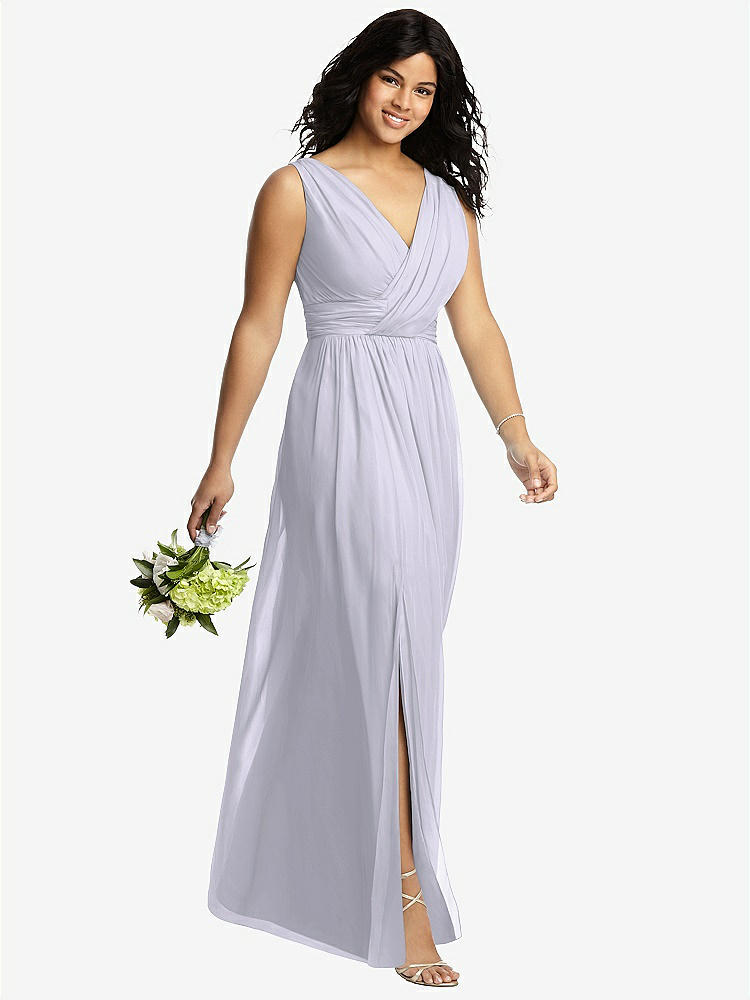【STYLE: 2894】Sleeveless Draped Chiffon Maxi Dress with Front Slit【COLOR: Silver Dove】