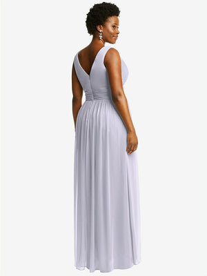 【STYLE: 2894】Sleeveless Draped Chiffon Maxi Dress with Front Slit【COLOR: Silver Dove】