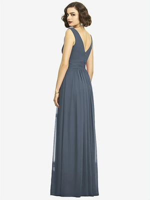 【STYLE: 2894】Sleeveless Draped Chiffon Maxi Dress with Front Slit【COLOR: Silverstone】