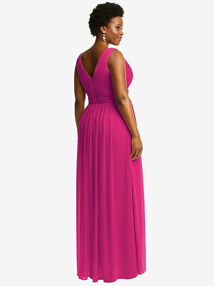 【NEW】【STYLE: 2894】ノースリーブ ドレープ シフォン マキシ ドレス 前面 スリット【COLOR: Think Pink】【SIZE: 00-30W】