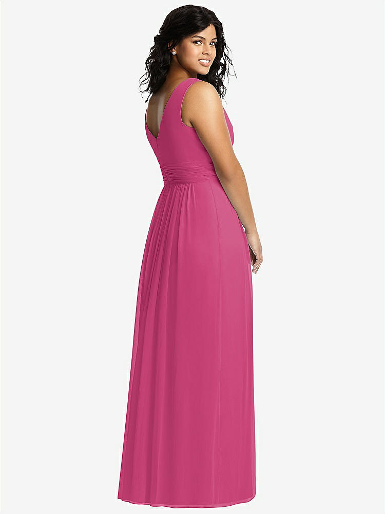 【STYLE: 2894】Sleeveless Draped Chiffon Maxi Dress with Front Slit【COLOR: Tea Rose】