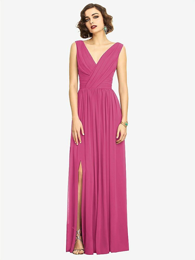 【STYLE: 2894】Sleeveless Draped Chiffon Maxi Dress with Front Slit【COLOR: Tea Rose】