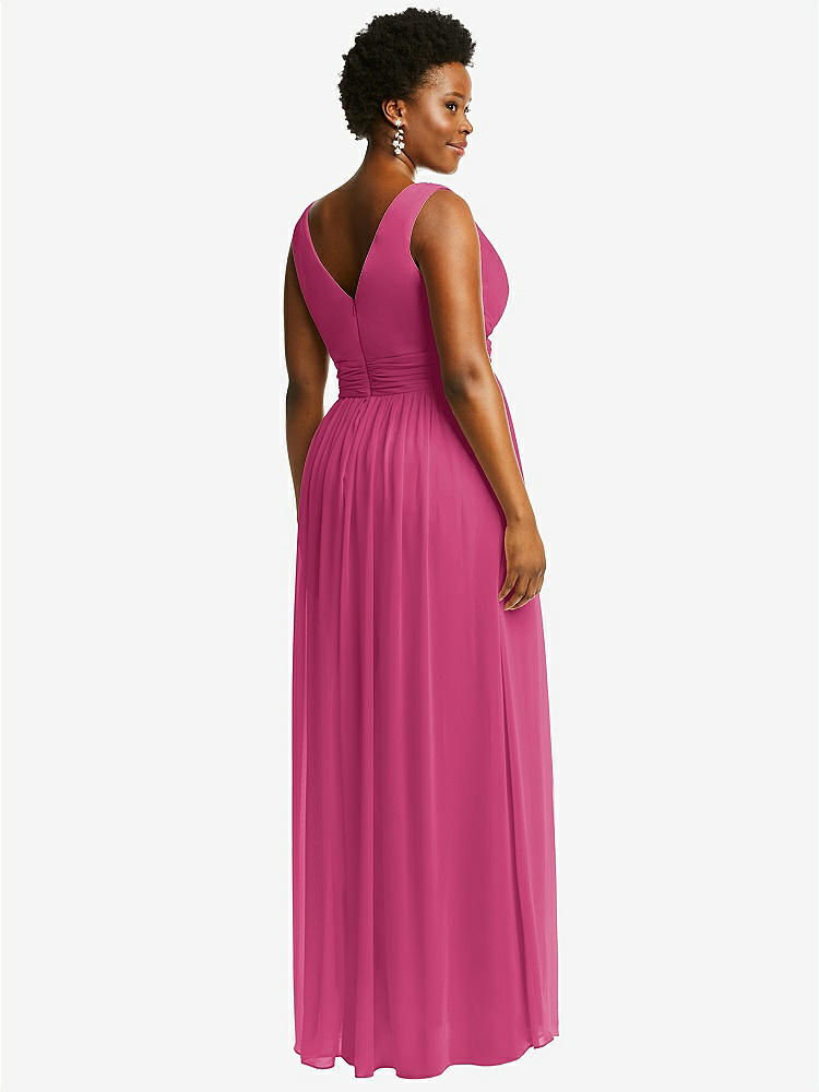 【STYLE: 2894】Sleeveless Draped Chiffon Maxi Dress with Front Slit【COLOR: Tea Rose】