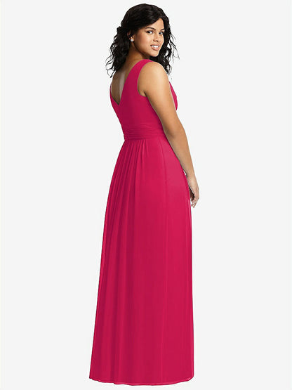 【STYLE: 2894】Sleeveless Draped Chiffon Maxi Dress with Front Slit【COLOR: Vivid Pink】