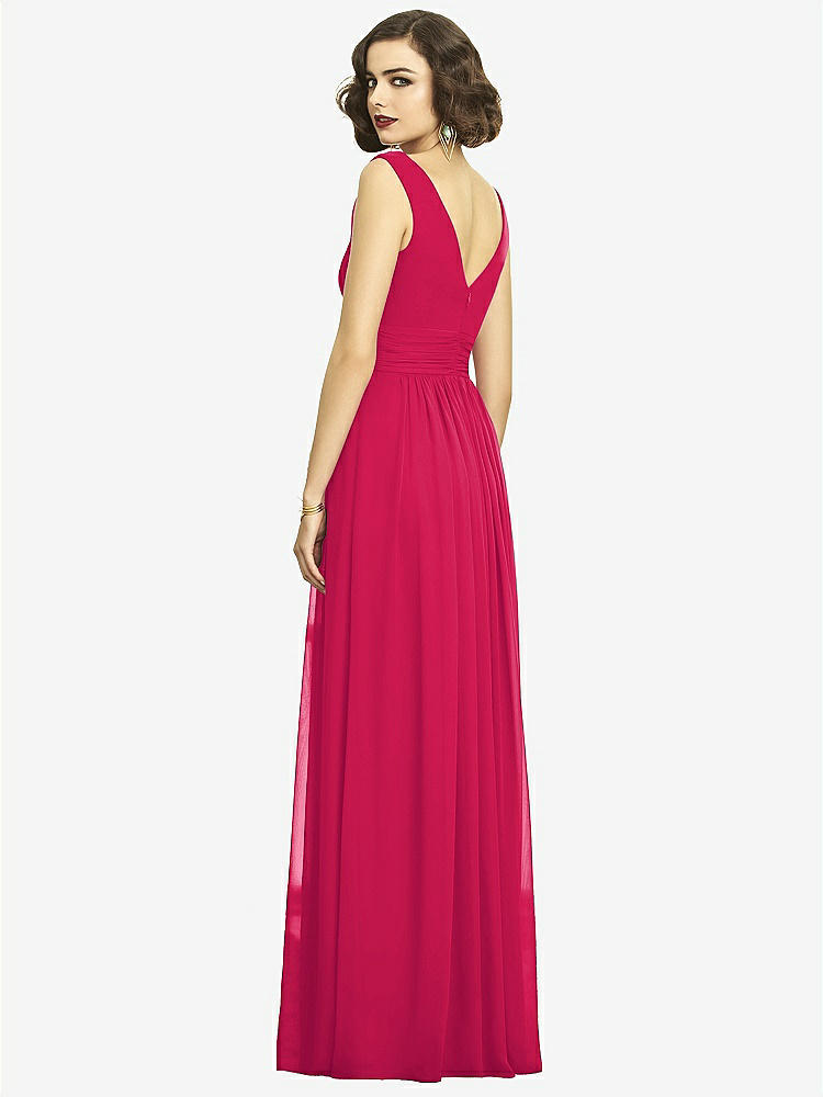 【STYLE: 2894】Sleeveless Draped Chiffon Maxi Dress with Front Slit【COLOR: Vivid Pink】