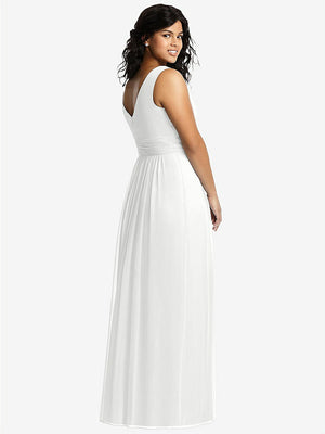 【STYLE: 2894】Sleeveless Draped Chiffon Maxi Dress with Front Slit【COLOR: White】