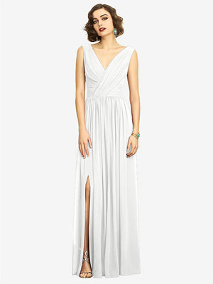 【STYLE: 2894】Sleeveless Draped Chiffon Maxi Dress with Front Slit【COLOR: White】