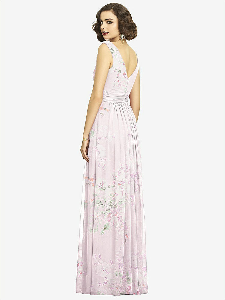 【STYLE: 2894】Sleeveless Draped Chiffon Maxi Dress with Front Slit【COLOR: Watercolor Print】
