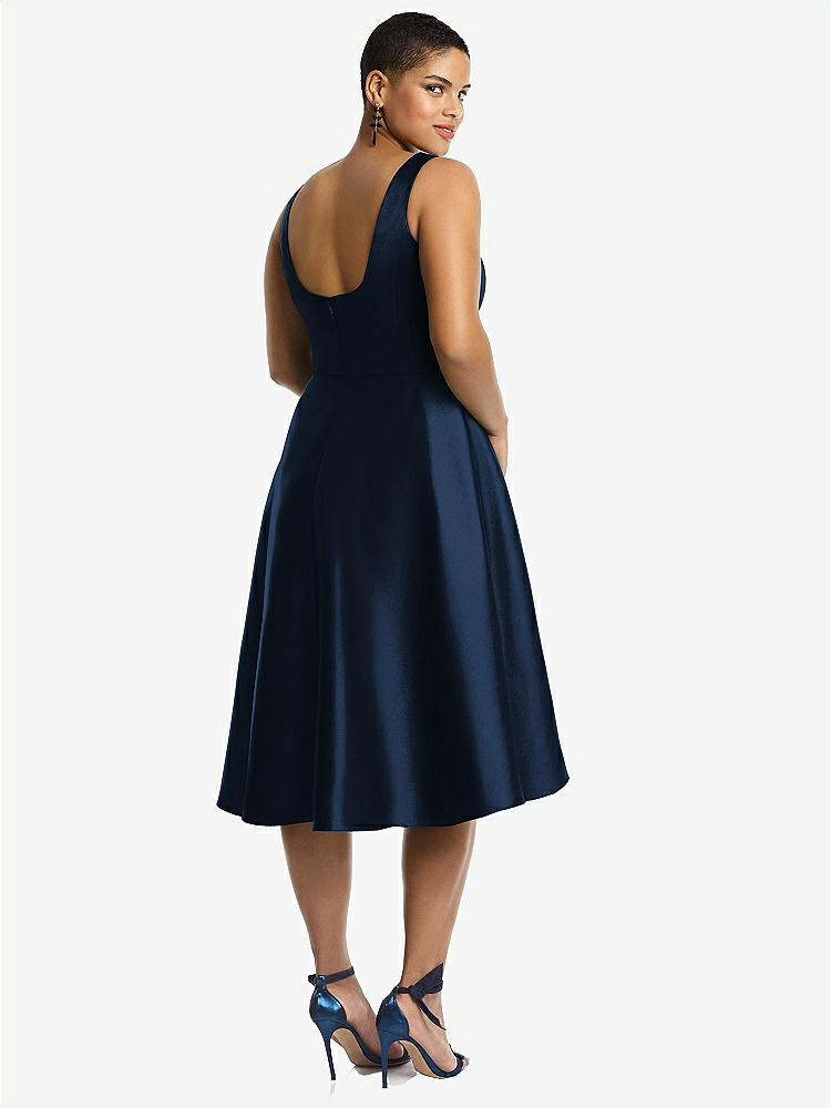 【STYLE: D697】Bateau Neck Satin High Low Cocktail Dress【COLOR: Midnight Navy】