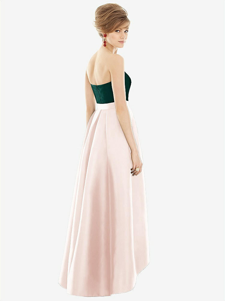 NEW】【STYLE: D699】ストラップレス サテン 高 低 ドレス ポケット付き【COLOR: Blush & Evergreen】 –  BridesmaidsJP