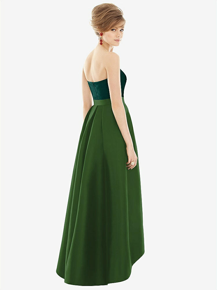 【NEW】【STYLE: D699】ストラップレス サテン 高 低 ドレス ポケット付き【COLOR: Celtic &amp; Evergreen】【SIZE: 00-30W】