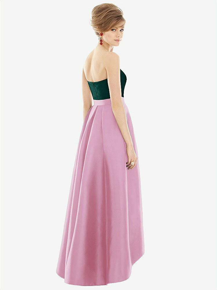 【NEW】【STYLE: D699】ストラップレス サテン 高 低 ドレス ポケット付き【COLOR: Powder Pink &amp; Evergreen】【SIZE: 00-30W】
