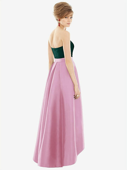 【NEW】【STYLE: D699】ストラップレス サテン 高 低 ドレス ポケット付き【COLOR: Powder Pink &amp; Evergreen】【SIZE: 00-30W】