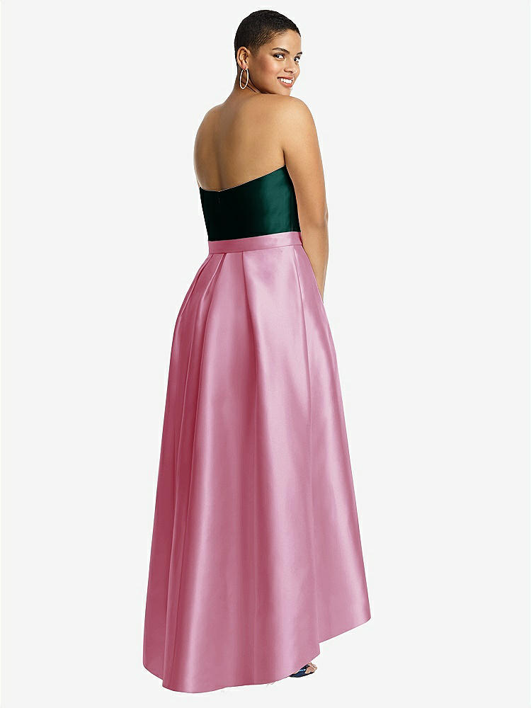 【NEW】【STYLE: D699】ストラップレス サテン 高 低 ドレス ポケット付き【COLOR: Powder Pink &amp; Evergreen】【SIZE: 00-30W】