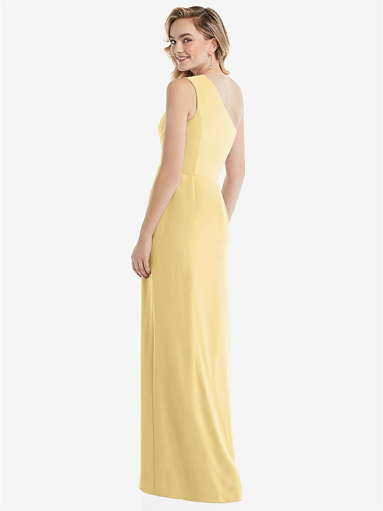 【STYLE: 8156】One-Shoulder Draped Bodice Column Gown【COLOR: Buttercup】