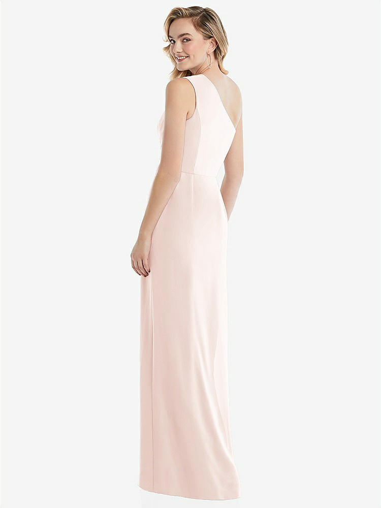 【STYLE: 8156】One-Shoulder Draped Bodice Column Gown【COLOR: Blush】