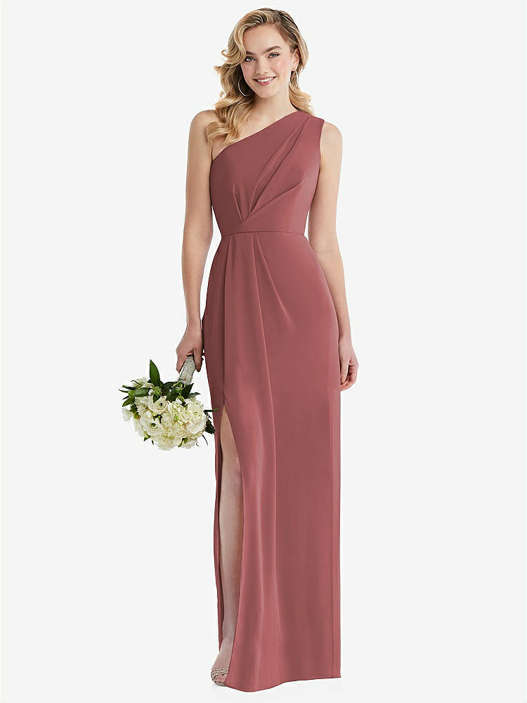 【NEW】【STYLE: 8156】ワンショルダー ドレープ ボディス 列 ガウン【COLOR: English Rose】【SIZE: 00-30W】
