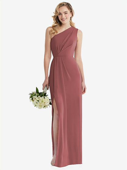 【NEW】【STYLE: 8156】ワンショルダー ドレープ ボディス 列 ガウン【COLOR: English Rose】【SIZE: 00-30W】