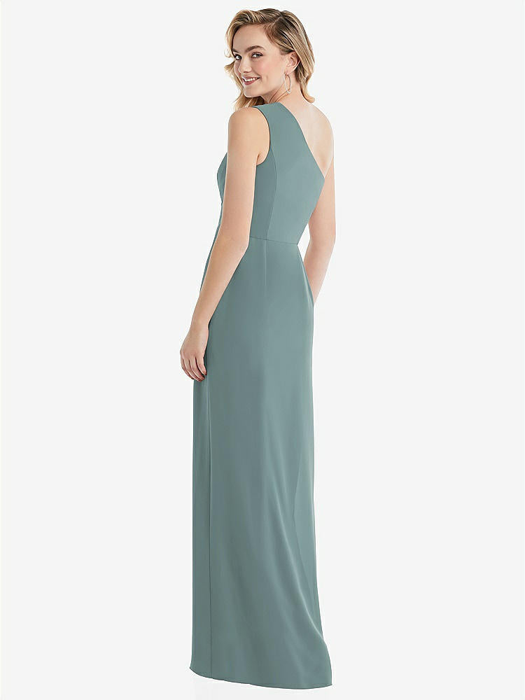 【STYLE: 8156】One-Shoulder Draped Bodice Column Gown【COLOR: Icelandic】