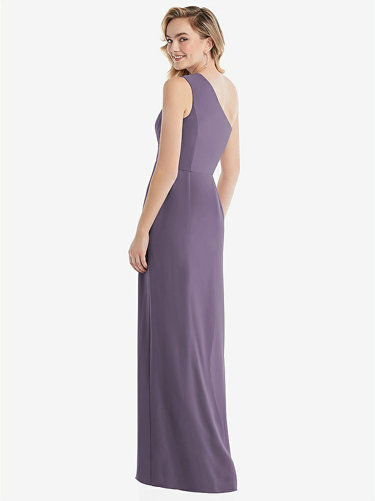 【STYLE: 8156】One-Shoulder Draped Bodice Column Gown【COLOR: Lavender】