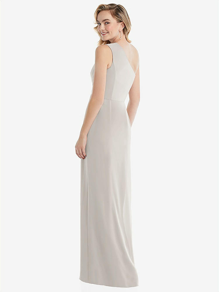 【STYLE: 8156】One-Shoulder Draped Bodice Column Gown【COLOR: Oyster】