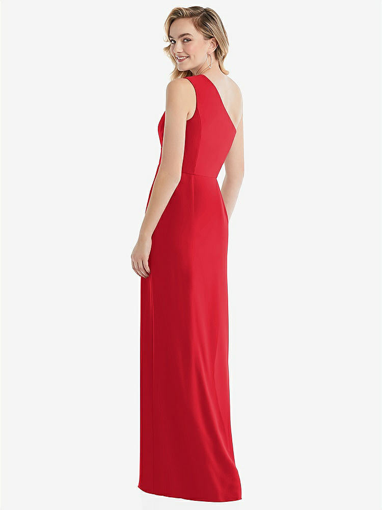 【STYLE: 8156】One-Shoulder Draped Bodice Column Gown【COLOR: Parisian Red】