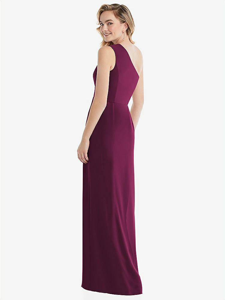【STYLE: 8156】One-Shoulder Draped Bodice Column Gown【COLOR: Ruby】