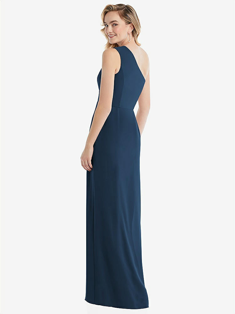 【STYLE: 8156】One-Shoulder Draped Bodice Column Gown【COLOR: Sofia Blue】