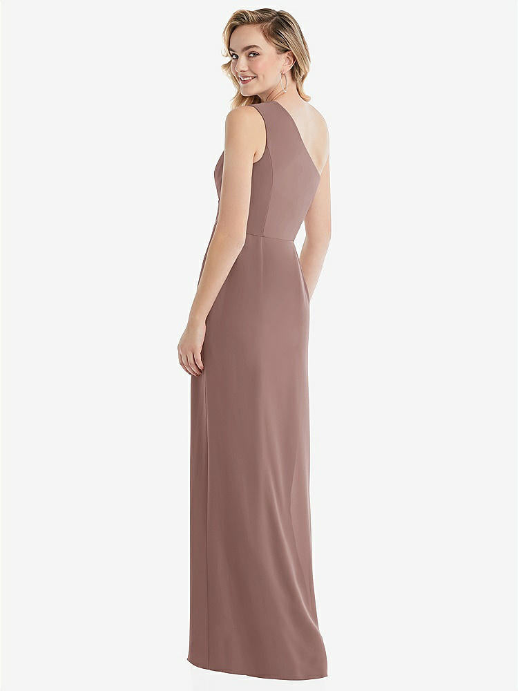 【STYLE: 8156】One-Shoulder Draped Bodice Column Gown【COLOR: Sienna】