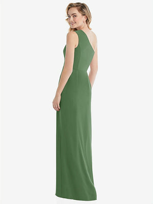 【STYLE: 8156】One-Shoulder Draped Bodice Column Gown【COLOR: Vineyard Green】