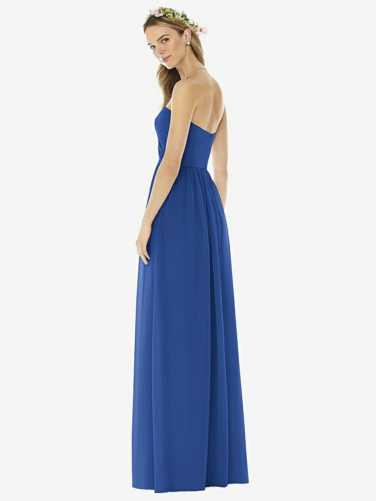 【STYLE: 8159】Strapless Draped Bodice Maxi Dress with Front Slits【COLOR: Classic Blue】