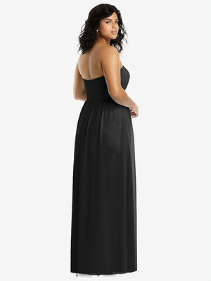 【NEW】【STYLE: 8159】ストラップレス ドレープ ボディス マキシ ドレス 前面 スリット【COLOR: Black】【SIZE: 00-30W】