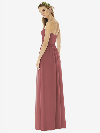 【STYLE: 8159】Strapless Draped Bodice Maxi Dress with Front Slits【COLOR: English Rose】