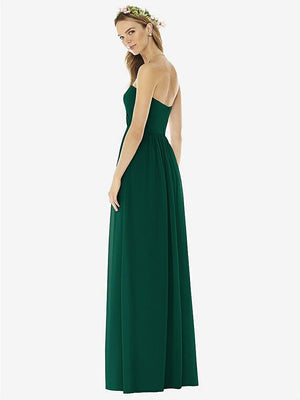 【STYLE: 8159】Strapless Draped Bodice Maxi Dress with Front Slits【COLOR: Hunter Green】