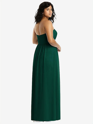 【STYLE: 8159】Strapless Draped Bodice Maxi Dress with Front Slits【COLOR: Hunter Green】