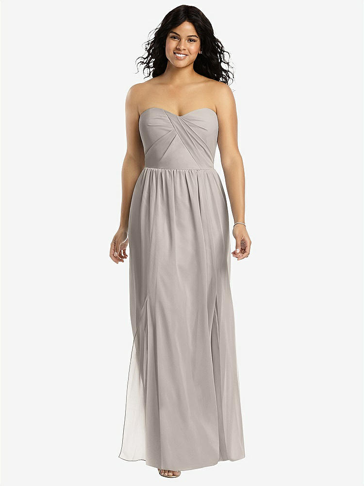 【NEW】【STYLE: 8159】ストラップレス ドレープ ボディス マキシ ドレス 前面 スリット【COLOR: Taupe】【SIZE: 00-30W】