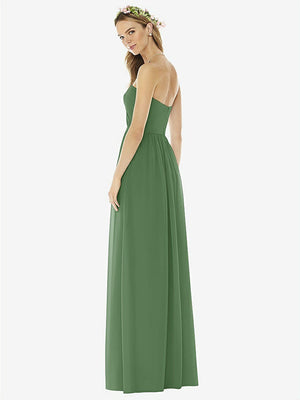 【STYLE: 8159】Strapless Draped Bodice Maxi Dress with Front Slits【COLOR: Vineyard Green】